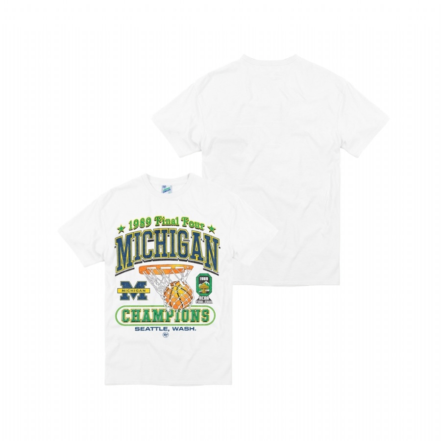 Michigan Wolverines Unisex NCAA White Champions 1989 S 47 Vintage Tubular College Football T-Shirt FSU4749BK